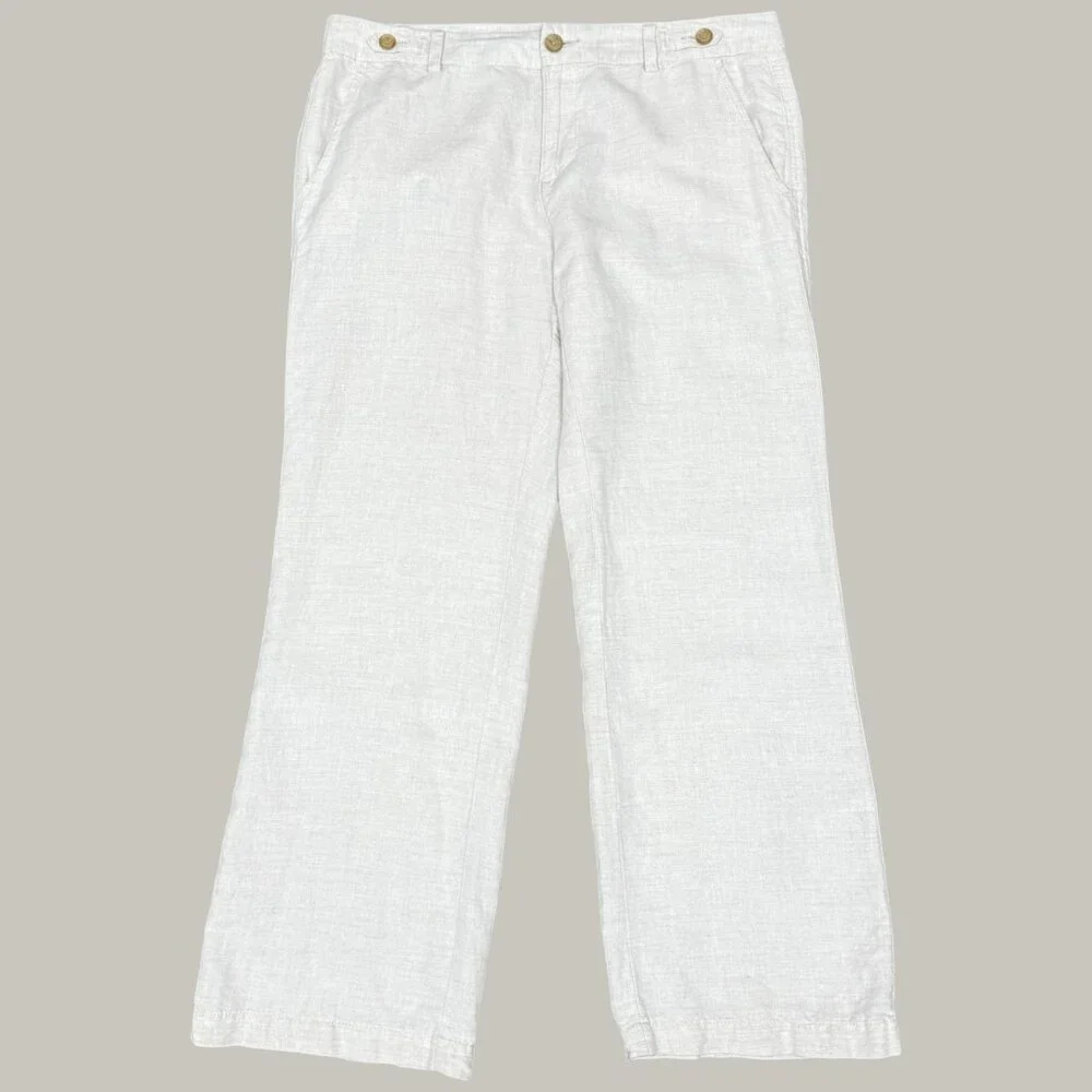 EUC Women's BANANA REPUBLIC Linen Flowy Wide Leg Pants | Size 12